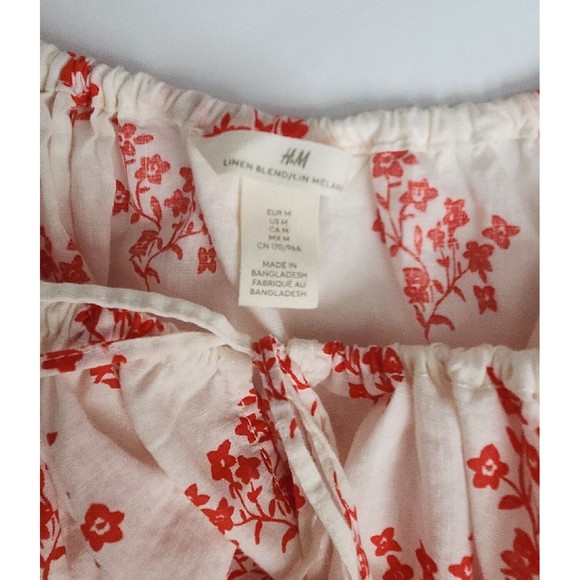 H & M Crop Top white Flowers Size medium - Picture 7 of 8